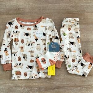 🎃 Tres Beau et Belle Toddler Boy Girl Bamboo Halloween Dog Pajama Set 18 months